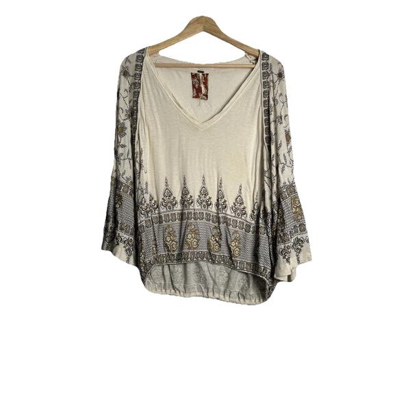 Free People Lilic Medallion Top Womens S Boho Hippy Bohemian Peasant Oversized - Picture 1 of 7